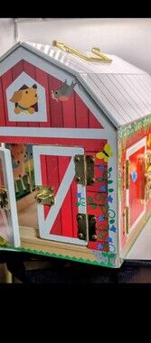 Melissa & Doug Red Barn Lock Box with Gold Hardware